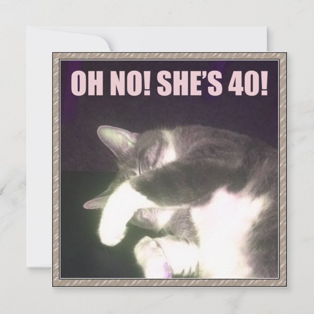 Funny 40th Birthday (Cat) Card (Front)
