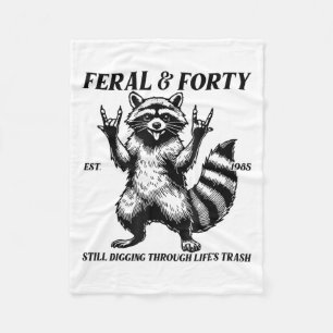 Funny 40th Birthday Est 1985 Feral &amp; Forty Rac Fleece Blanket