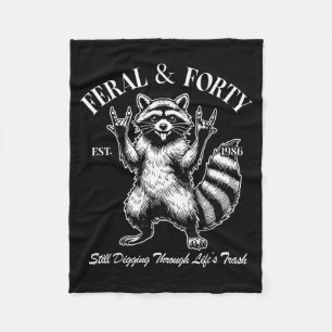Funny 40th Birthday Est 1986 Feral &amp; Forty Rac Fleece Blanket