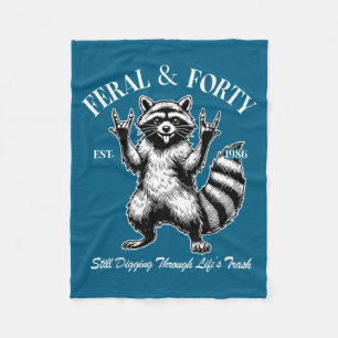 Funny 40th Birthday Est 1986 Feral &amp; Forty Rac Fleece Blanket