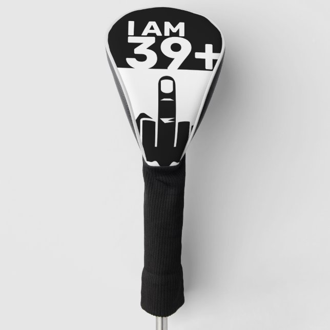 Funny 40th Birthday Gift, 39 Plus one Chequered Golf Head Cover (Front)