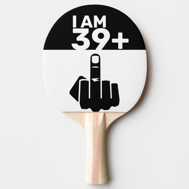 Funny 40th Birthday Gift, 39 Plus one Chequered Ping Pong Paddle (Front)