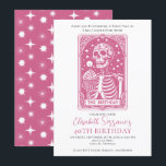Funny 40th Birthday Gothic Tarot Pink Party Invitation<br><div class="desc">A 40th birthday invitation in the style of a tarot card,  with skeleton and birthday cupcake and candle,  with the catch phrase: forty and fun forever,  a tarot tale of cake,  chaos,  and ever after. A funny bold gothic occult vibe. Available in print,  as a digital download,  or both!</div>