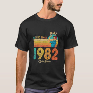 Funny 40th Birthday May 1982 Legend Since 1982 40  T-Shirt