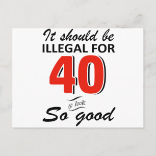 Funny 40th year old birthday designs postcard