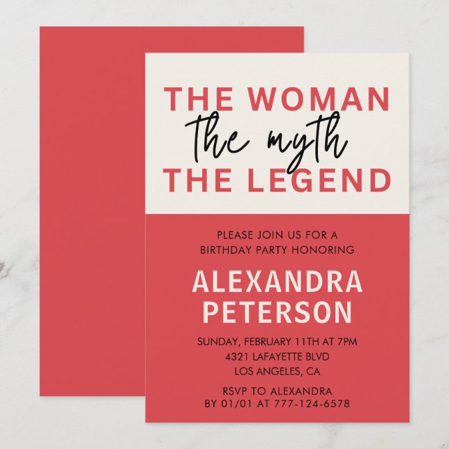 Funny 42nd birthday invitations Humour Woman Myth (Front/Back)