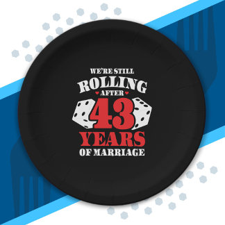 Funny 43rd Anniversary Couples Married 43 Years Paper Plate