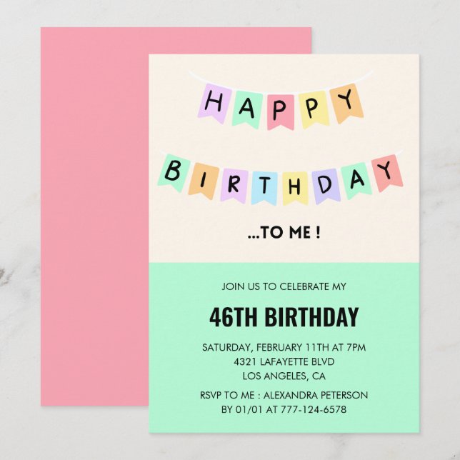  Funny 46th birthday invitations Happy Birthday (Front/Back)