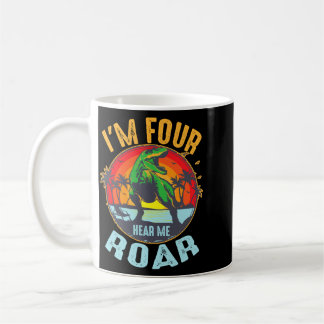 Funny 4 Birthday Hear Roar Gift For Kids Boys Coffee Mug