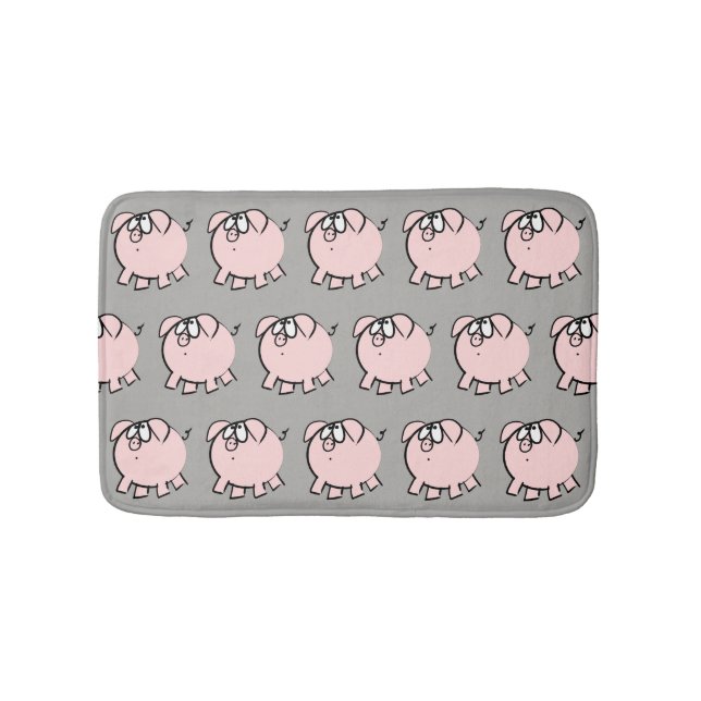 Funny 4 Cartoon Illustration Pig Choose Colour Bat Bath Mat (Front)