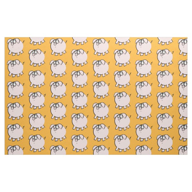 Funny 4 Cartoon Illustration Pig Choose Colour F Fabric (Fat Quarter)