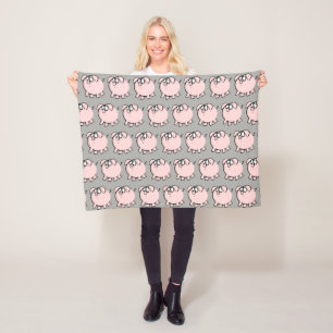 Funny 4 Cartoon Illustration Pig Choose Colour FB Fleece Blanket