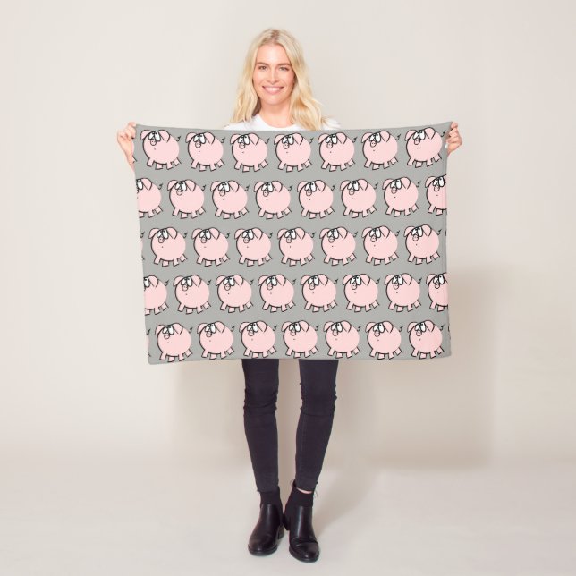 Funny 4 Cartoon Illustration Pig Choose Colour FB Fleece Blanket (In Situ)
