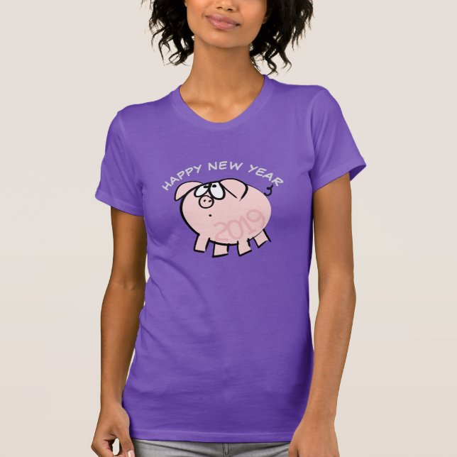 Funny 4 Cartoon Illustration Pig  Year 2019 Woman T-Shirt (Front)