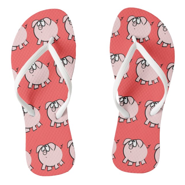 Funny 4 Cartoon Pig Choose Colour Women Flip Flop (Footbed)