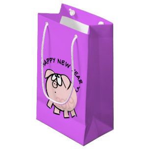 Funny 4 Cartoon Pig Year 2019 Small Gift Bag