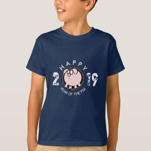 Funny 4 Cartoon Pig Year custom 2019 Kids Tee