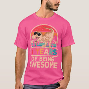 Funny 4 Years Of Being Awesome 4Th Birthday Dinosa T-Shirt