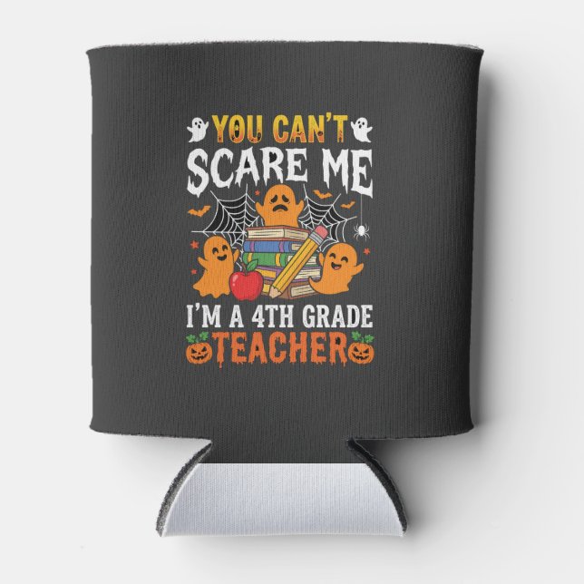 Funny 4th Grade Teacher Halloween Ghost Can Cooler (Front)