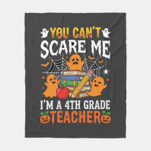 Funny 4th Grade Teacher Halloween Ghost Fleece Blanket
