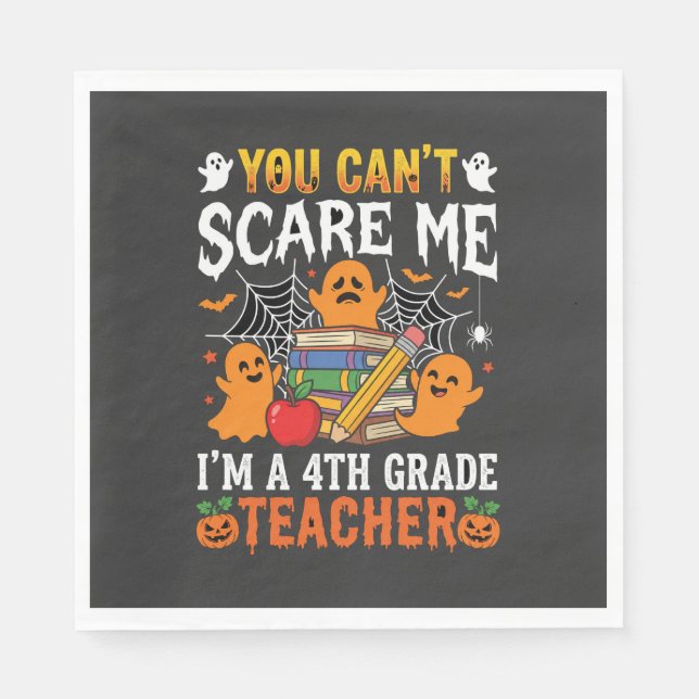 Funny 4th Grade Teacher Halloween Ghost Napkin (Front)