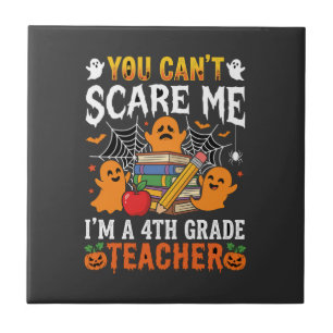 Funny 4th Grade Teacher Halloween Ghost Tile