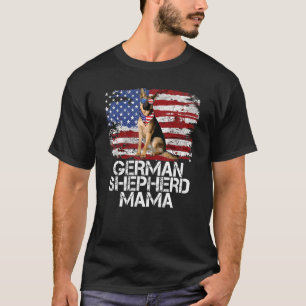 Funny 4th July German Shepherd Mama American Flag T-Shirt