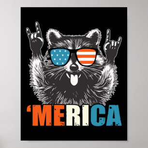 Funny 4th Of July America Party In The Usa Racoon Poster