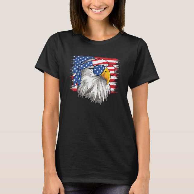 Funny 4th Of July American Flag Patriotic Eagle US T-Shirt (Front)