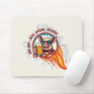 Funny 4th of July BBQ Pig Beer Mug | Grill Master Mouse Pad