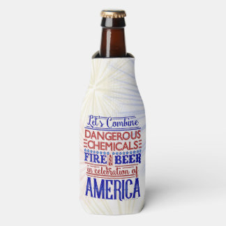 Funny 4th of July Beer Fireworks | Custom Name Bottle Cooler