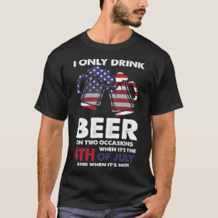 Funny 4th of July Beer Lovers American Distressed T-Shirt