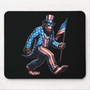 Funny 4th Of July Bigfoot Sasquatch American Flag Mouse Pad