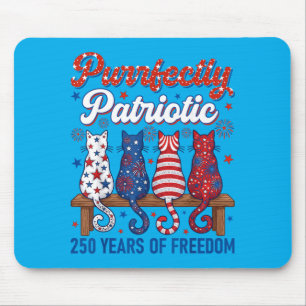 Funny 4th Of July Cat Lovers Purrfectly Patriotic Mouse Pad