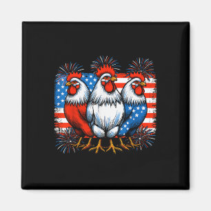 Funny 4th Of July Chickens Lover Usa Flag Patrioti Magnet