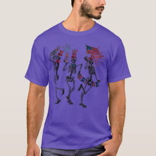 Funny 4th of July Dancing Skeleton Patriotic Men W T-Shirt