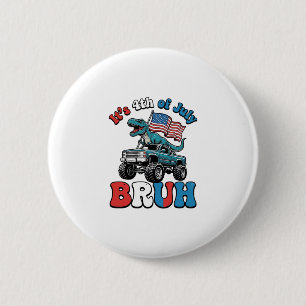 Funny 4th of July Dinosaur Monster Truck Shirt_1 6 Cm Round Badge