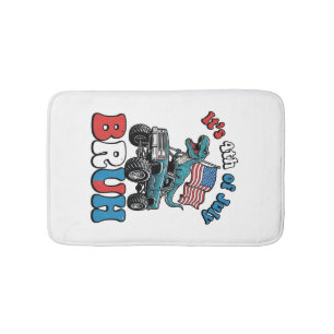 Funny 4th of July Dinosaur Monster Truck Shirt_1 Bath Mat
