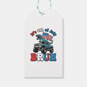 Funny 4th of July Dinosaur Monster Truck Shirt_1 Gift Tags