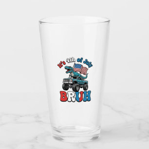 Funny 4th of July Dinosaur Monster Truck Shirt_1 Glass
