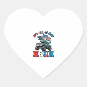 Funny 4th of July Dinosaur Monster Truck Shirt_1 Heart Sticker
