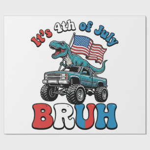 Funny 4th of July Dinosaur Monster Truck Shirt_1 Wrapping Paper