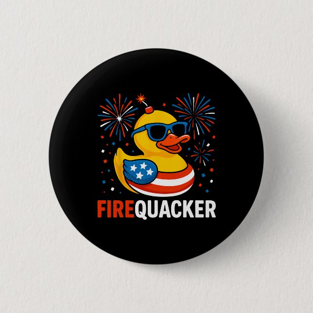 Funny 4th Of July Duck Firequacker Patriotic Usa F 6 Cm Round Badge (Front)