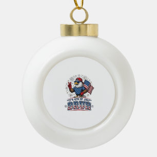 Funny 4th of July Eagle Bruh Patriotic Shirt Desig Ceramic Ball Christmas Ornament