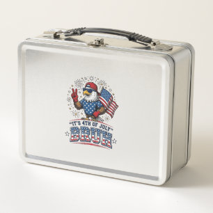 Funny 4th of July Eagle Bruh Patriotic Shirt Desig Metal Lunch Box