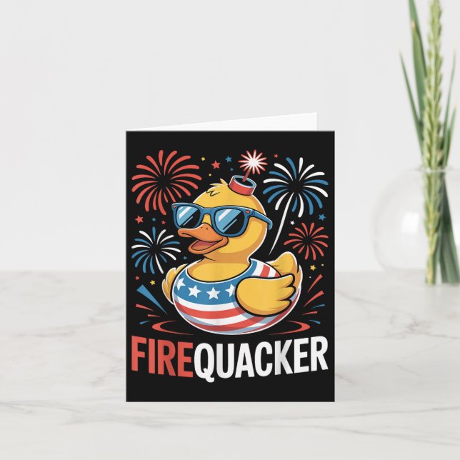 Funny 4th Of July Firequacker Duck Fourth Of July  Card (Front)