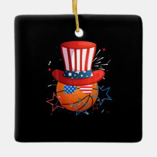 Funny 4Th Of July For Basketball Lovers Ceramic Ornament