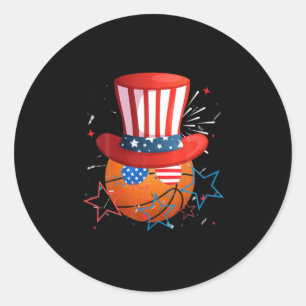 Funny 4Th Of July For Basketball Lovers Classic Round Sticker