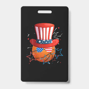 Funny 4Th Of July For Basketball Lovers ID Badge