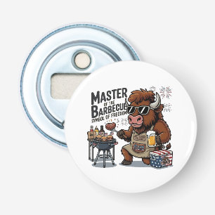 Funny 4th of July Grill Master Bison BBQ Bottle Opener